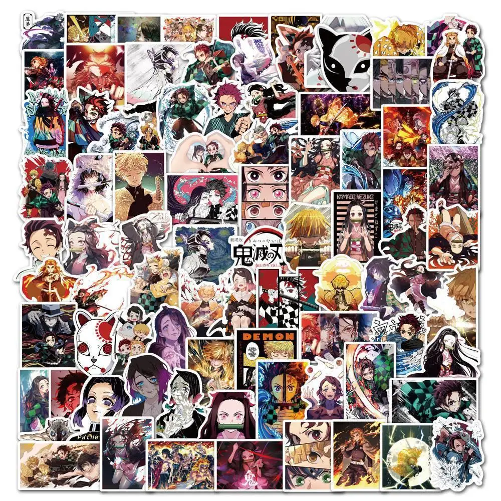 

100pcs Demon Slayer Unlimited Train Cartoon Sticker Graffiti Stickers Mobile Phone Motorcycle Suitcase DIY Decorative Kids Toy