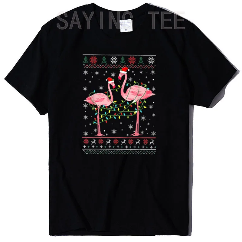 Funny Flamingo Lights Tangled Ugly Sweater Christmas Classic T-Shirt Xmas Costume Women Clothing Family Matching Outfits Gifts