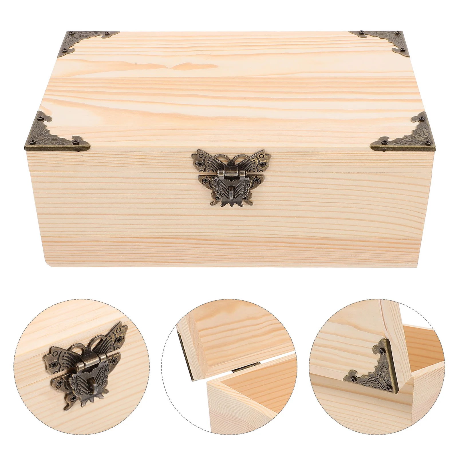 

Wooden Storage Box Large Capacity For Jewelry Watches Eyeglasses Crafts Keepsakes Organizer Lidded Wood Box Small Compact