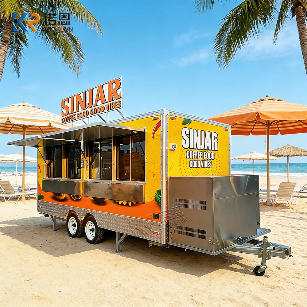 Fast Food Truck with Dual Side Windows Fully Equipped with Air Conditioning and Modern Kitchen Setup for Festivals Null