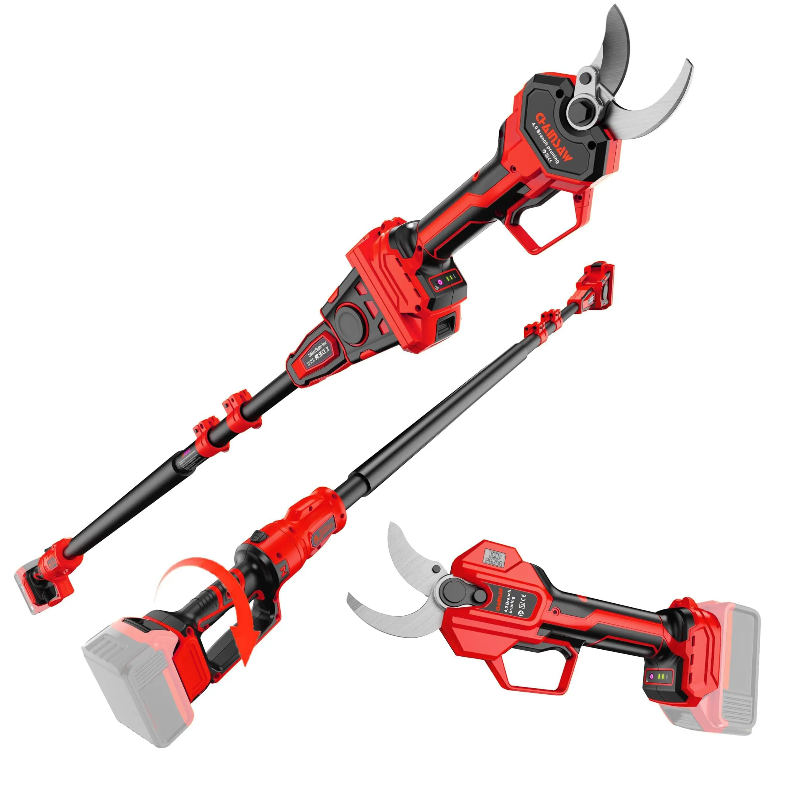 2-IN-1 Electric Pole Pruning Shears Cordless Compatibility with Milwaukee 18V 1.6
