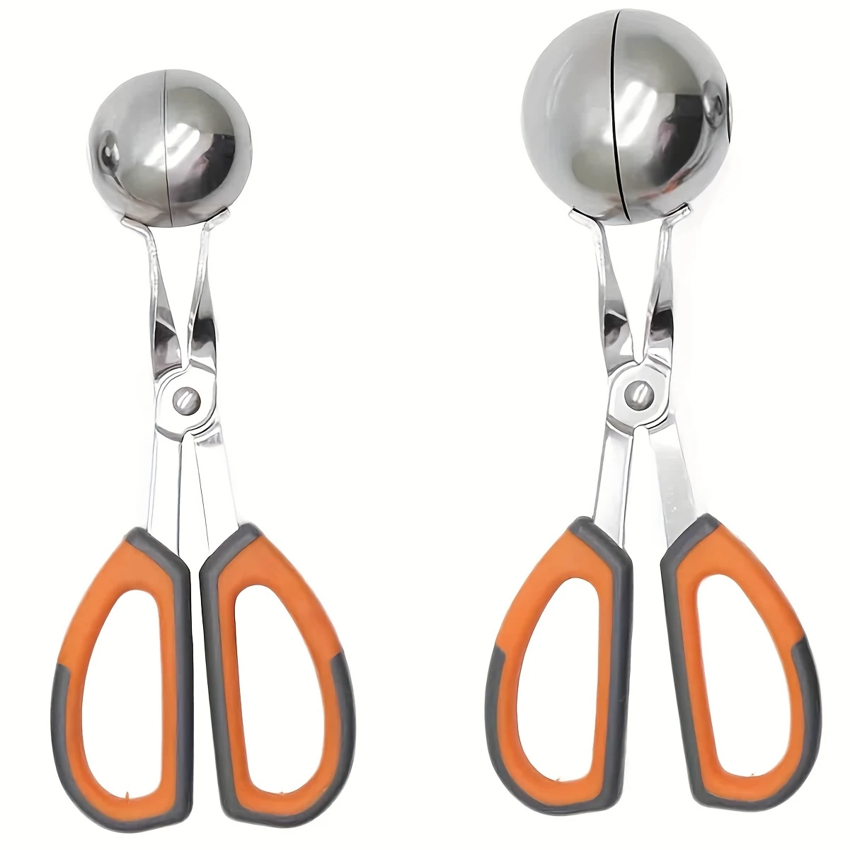 2Pcs Non-Stick Meatball Tongs Stainless Steel Cookie Dough Scooper Ice Cream Fruit Melon Cutter Kitchen Gadget Tool