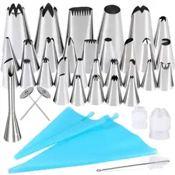 38 PC Cake Pastry Tips Puff Nozzle Piping Bag Converter Reposteria Pasteleria Accesorios Silk Flower Decorating Tool