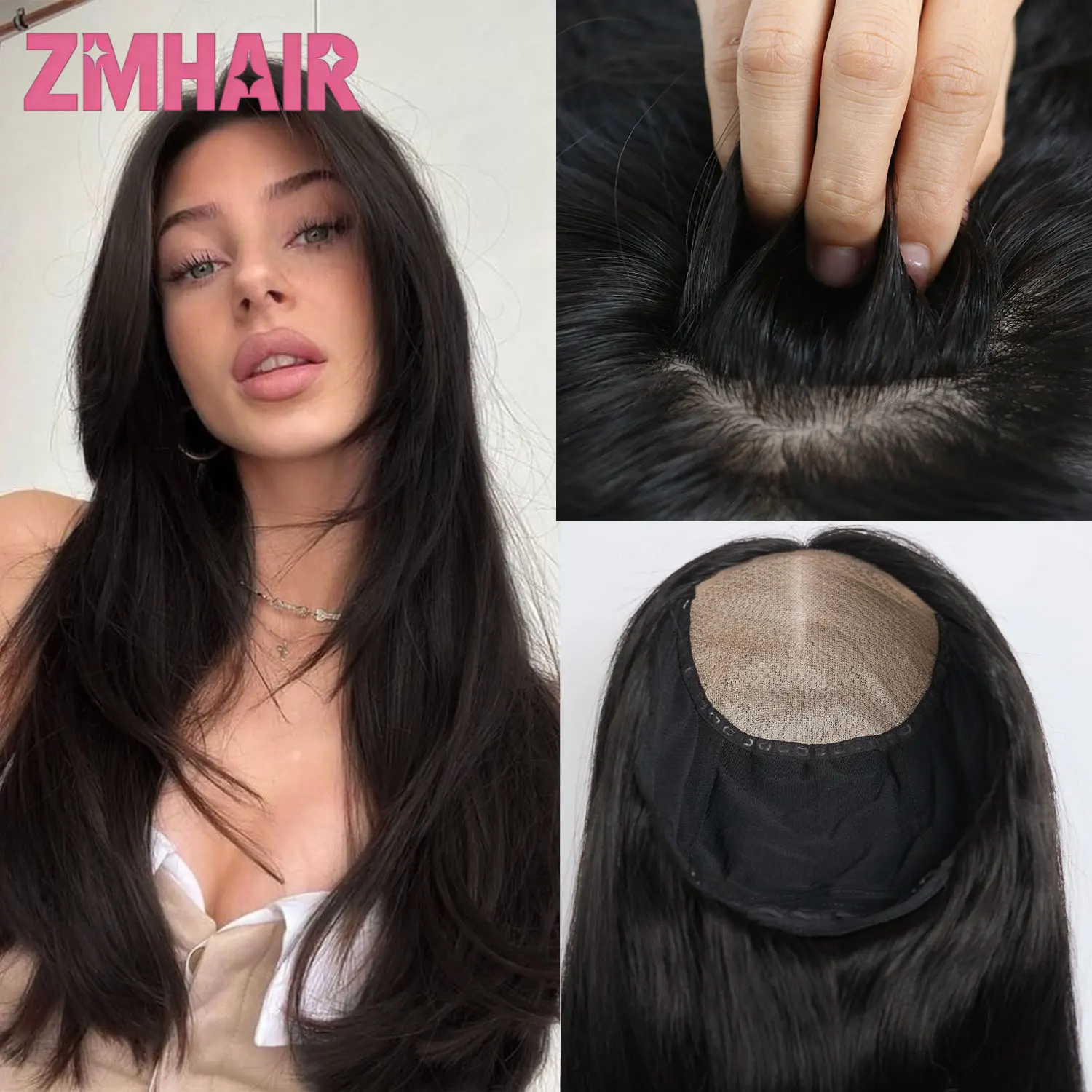 

Накладка для волос 6x6 дюймов на шелковой основе с воздушной челкой, из натуральных европейских волос, для женщин, с шелковым верхом и полиуретановой передней частью, без клея, мягкая, дышащая