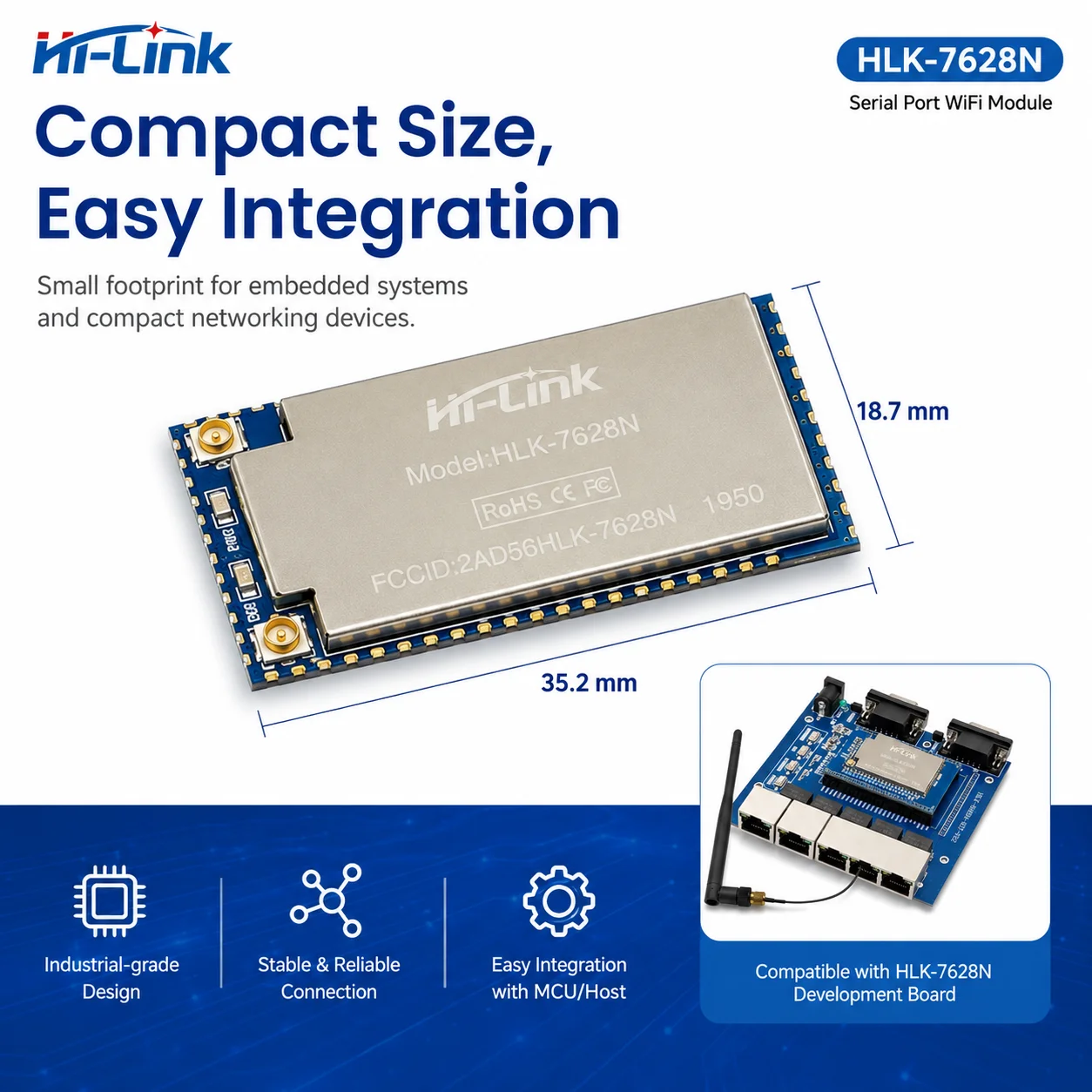 

7628N hilinkOfficial Openwrt Router Module WIFI MTK7628N HLK-7628N Industrial Serial Port Wireless test kit 128MB RAM 32MB Flash