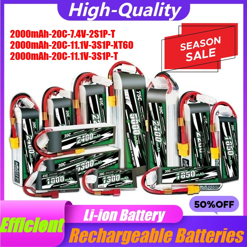 

For ACE 2000mAh 20C 7.4V 11.1V Remote Control Drone Model 2S 3S 6S Lithium Battery Durable