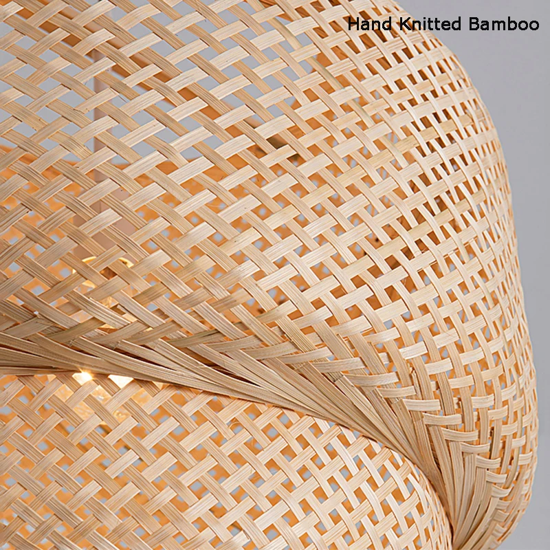 Bamboo Lantern pendent light Natural Rattan Wicker E27 Bulb Chandeliers pendent lamp Restaurant Home Decor AC85-260V
