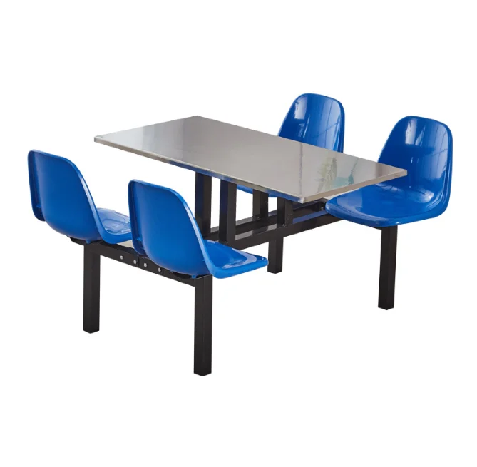 School Students Stainless Steel Table Employees Site Canteen Metal Cafeteria Dining Table Fast Food Table And Chair Set