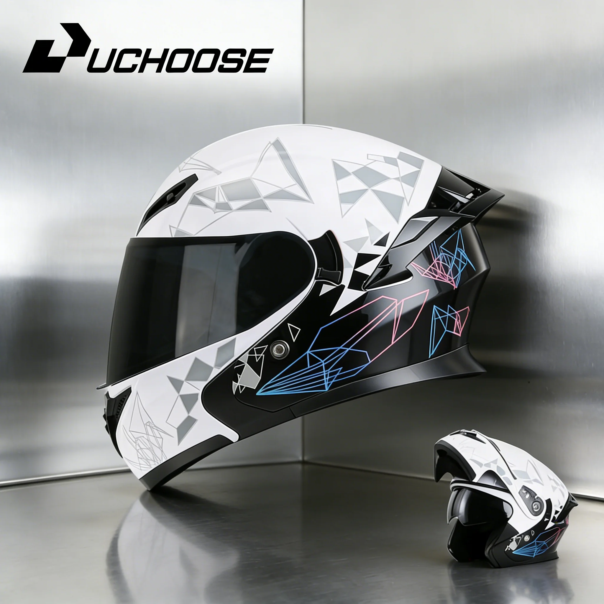 

NEW DOT Uchoose Approved Helmets Crash Motorbike Protective Gear Men Women Flip Up Helmet Motorcycle Visor Double Sun