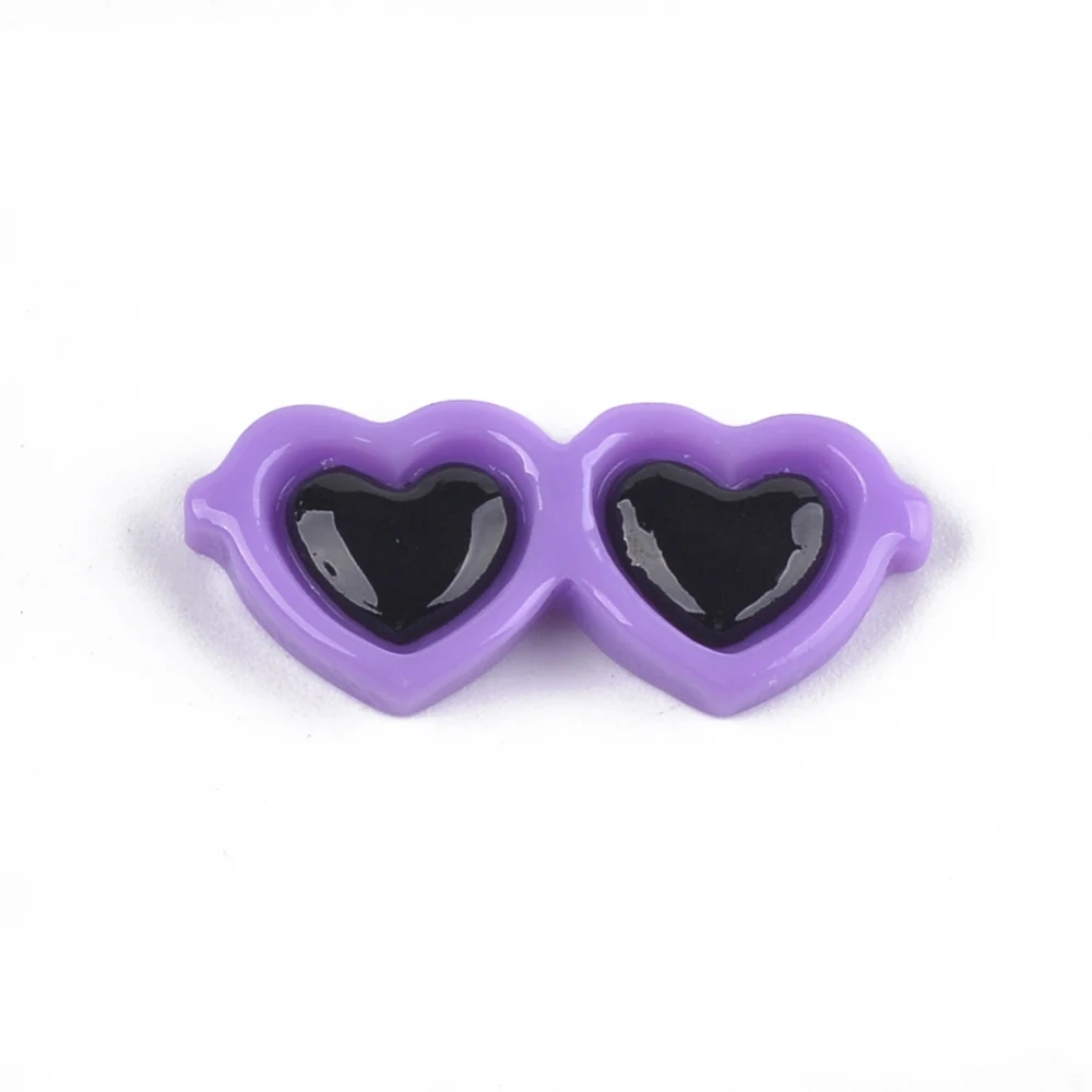 200pcs Resin Cabochons Heart Glasses Mixed color 29.5x12.5x3.5mm for Handmade Gift