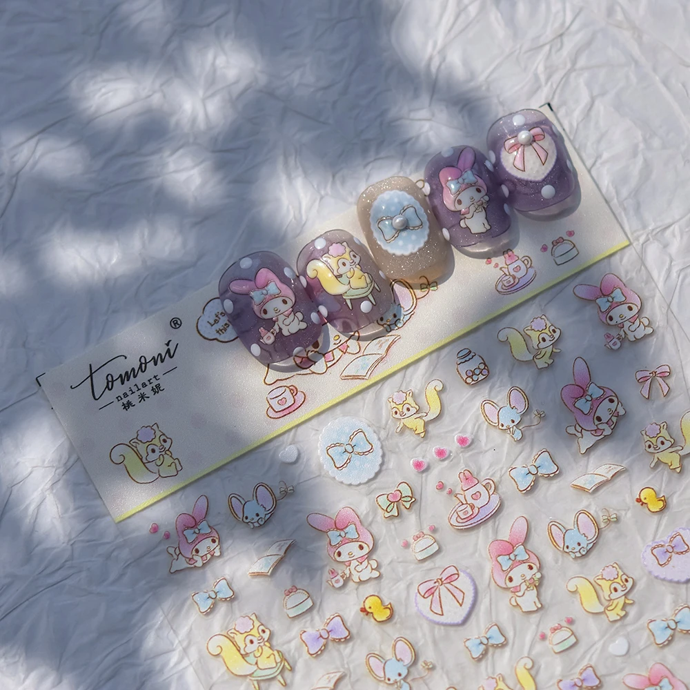 1Pcs Sanrio Nail Stickers Assorted Elements Kawaii Nail Art Supplies LongLastingBrightColorSoftFitNoDamageToNaturalNails For nai
