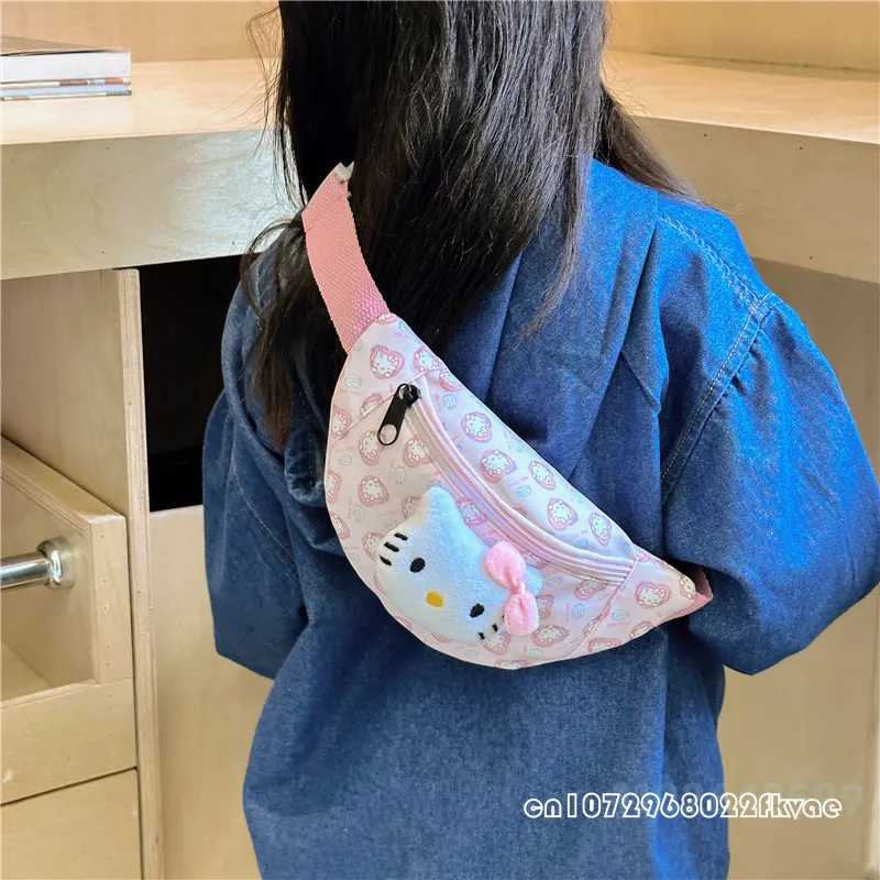 Miniso Sanrio saco de cintura infantil leve tiracolo tiracolo, peito dos desenhos animados, alta qualidade, elegante, menina, mulheres