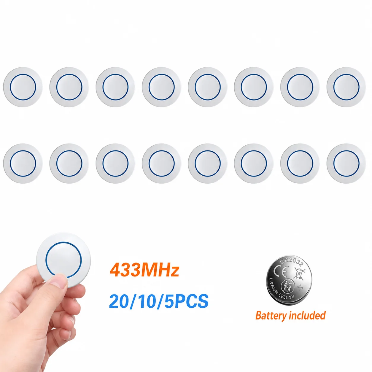 433MHz Wireless Remote Control Switch Mini Round Wall Panel Button for LED Lighting Lamp Smart Home Automation