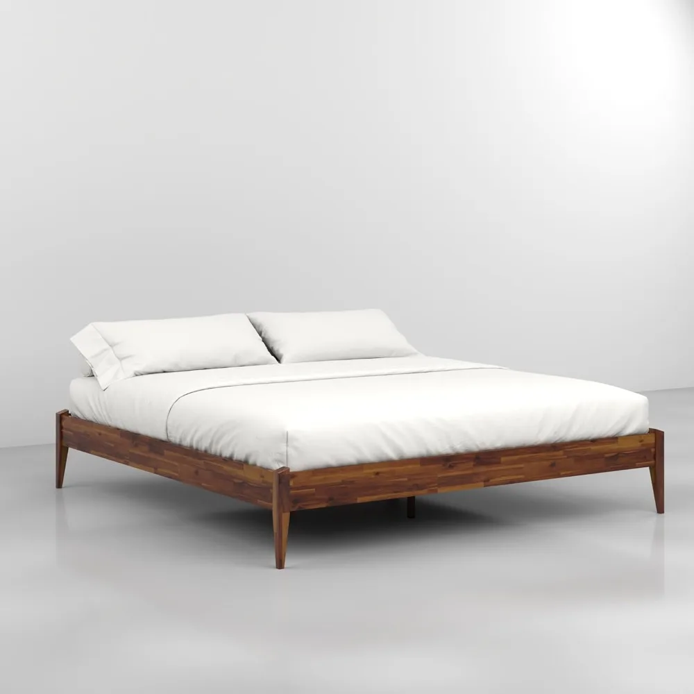 Struttura letto con piattaforma in legno massello alto 15 pollici - Falegnameria giapponese realizzata - Stile moderno e minimalista