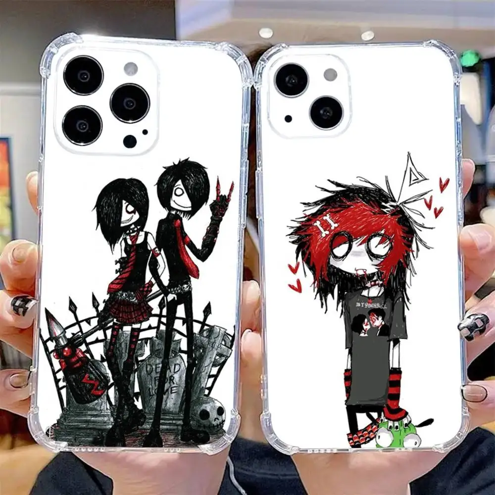 

Love Black and Cute Emo Phone Case For iPhone 16,15,14,13,12,11 Pro,Max,Plus,X,XS,XR,SE,Mini Transparent Silicone Soft