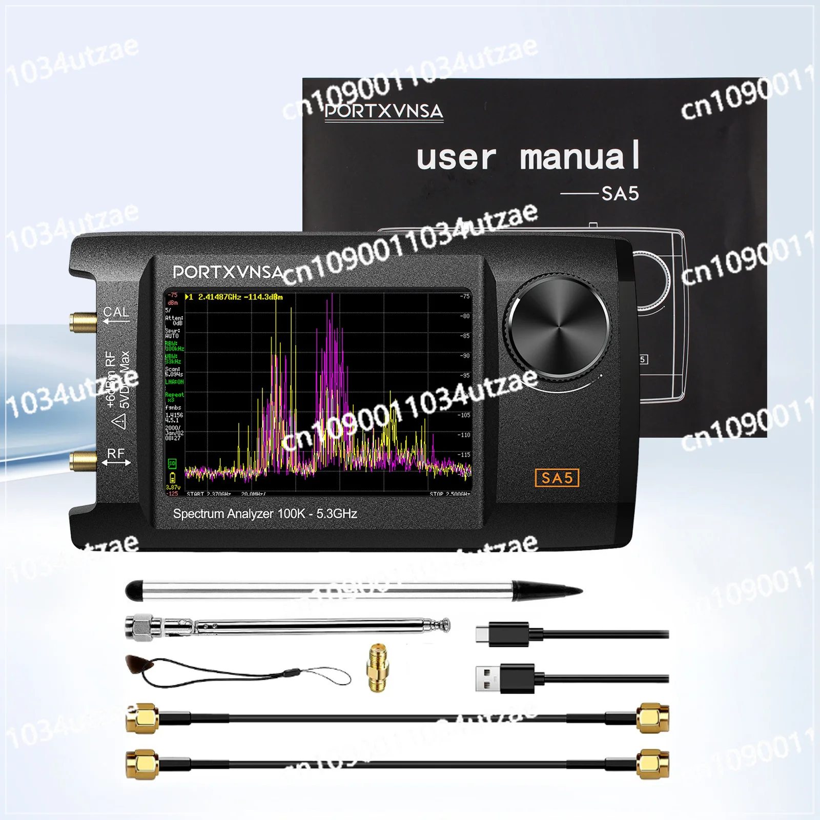 4-Inch IPS LCD SA5 Multifunctional Handheld Spectrum Analyzer 100k-5.3GHz Signal Generator