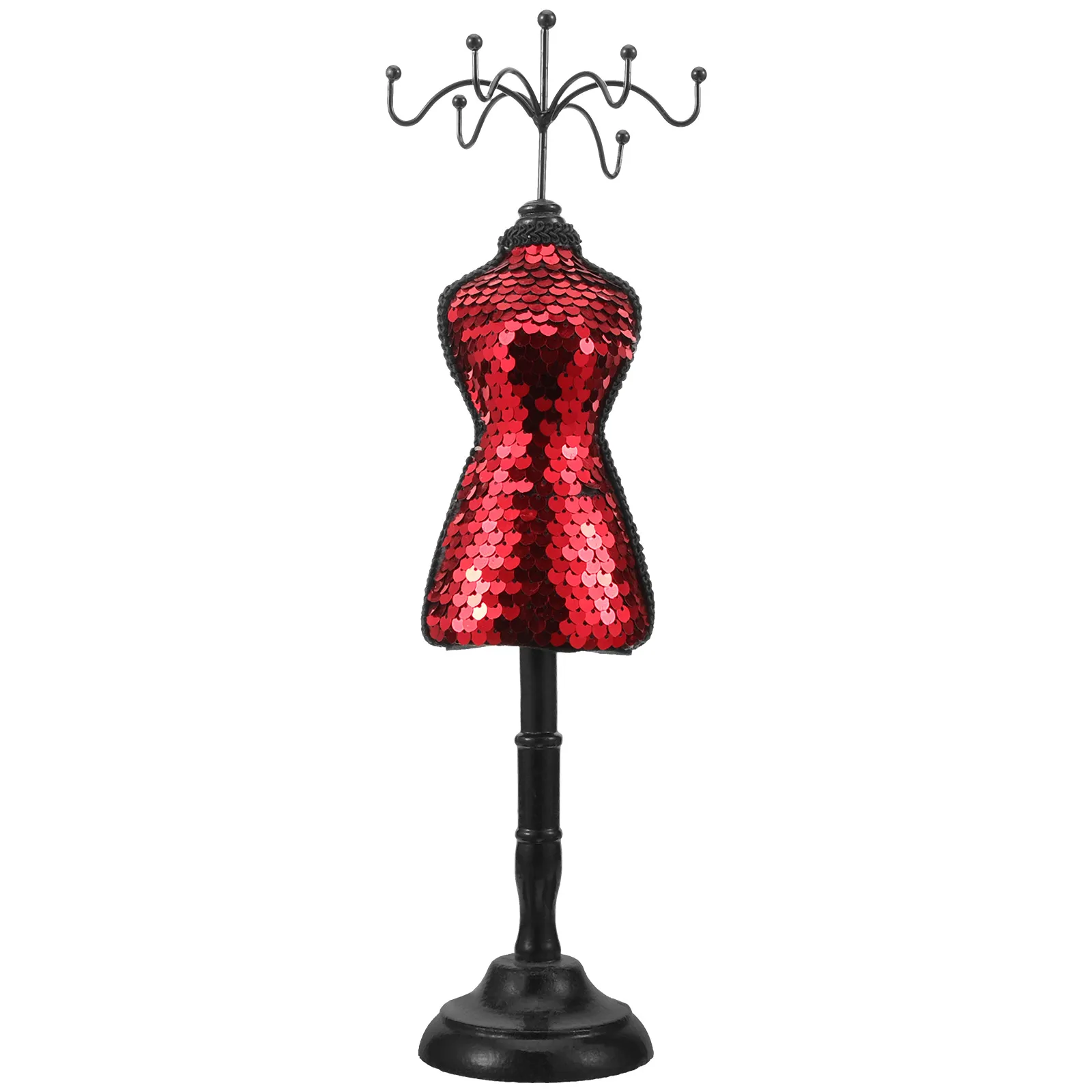 

Earring Rack Display Jewelry Red Glitter Gifts Wedding Celebration Necklace Holder Mannequin Retail Exhibits