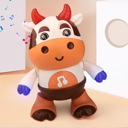 Electric Cow Dancing Robot Toy Smart 360 Degree Rotating Music with Light Party Favors and School Supplies FOU99