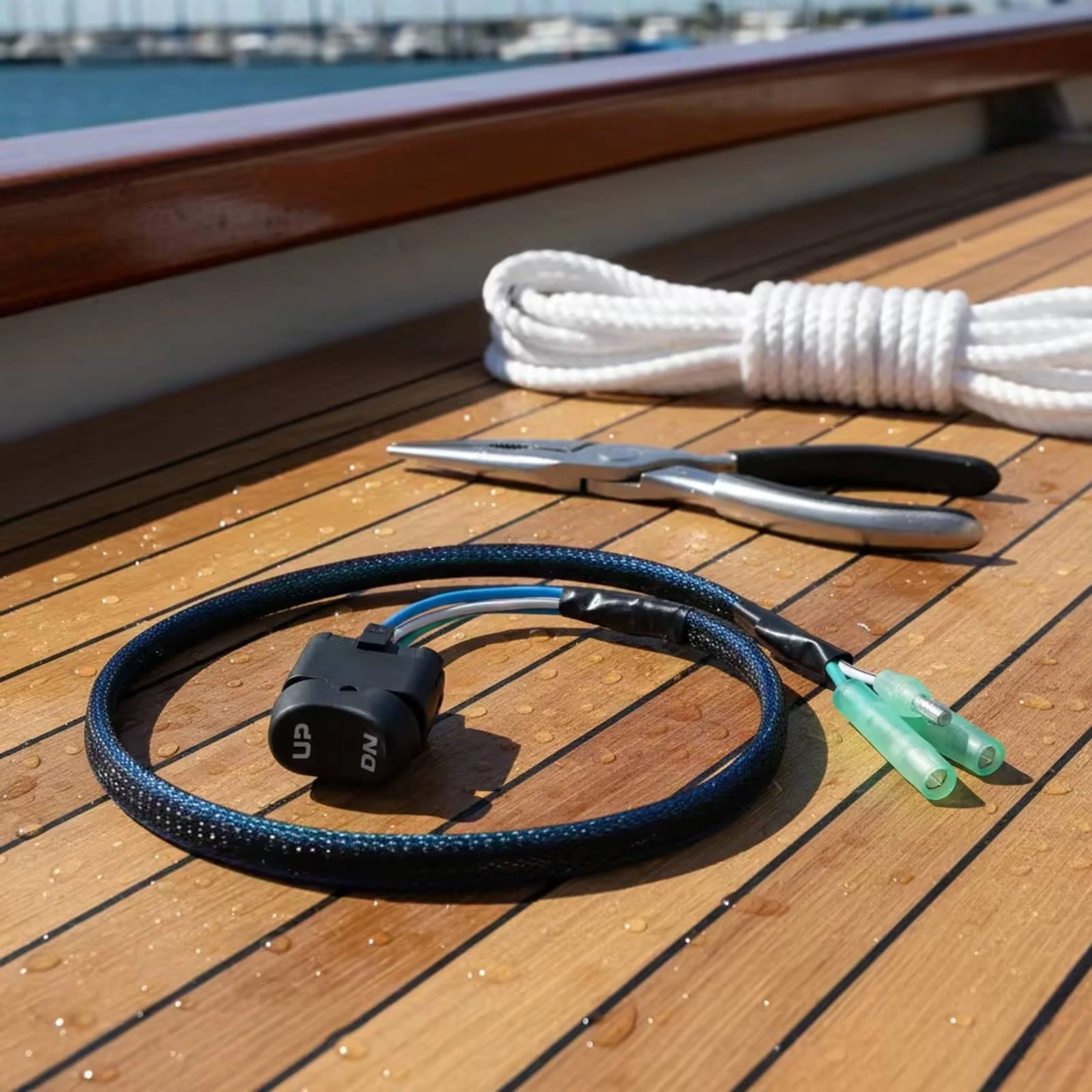 Marine Lift Switch with Wiring Direct Replacement Outboard Motor Switch with Connector Durable Compact