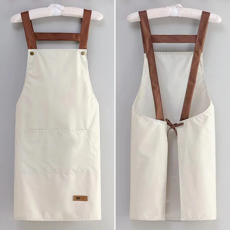 Perfessional Kitchen Apron Women Waterproof Fashion Apron with Pockets Women Taller Waiter Apron Chef Work Uniform