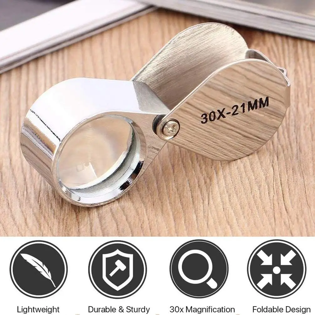 Set of 2 Jewelers Loop Magnifier - 10X and 30X Pocket Magnifying Glass Eye Loop