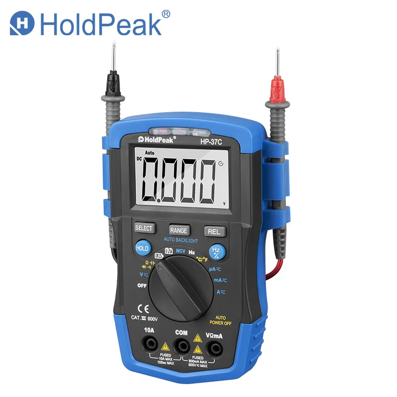 True-RMS Digital Multimeter HoldPeak HP-37C 6000 Counts Esr Tester AC DC Voltage Ammeter Current Ohm NCV Tester With Backlight