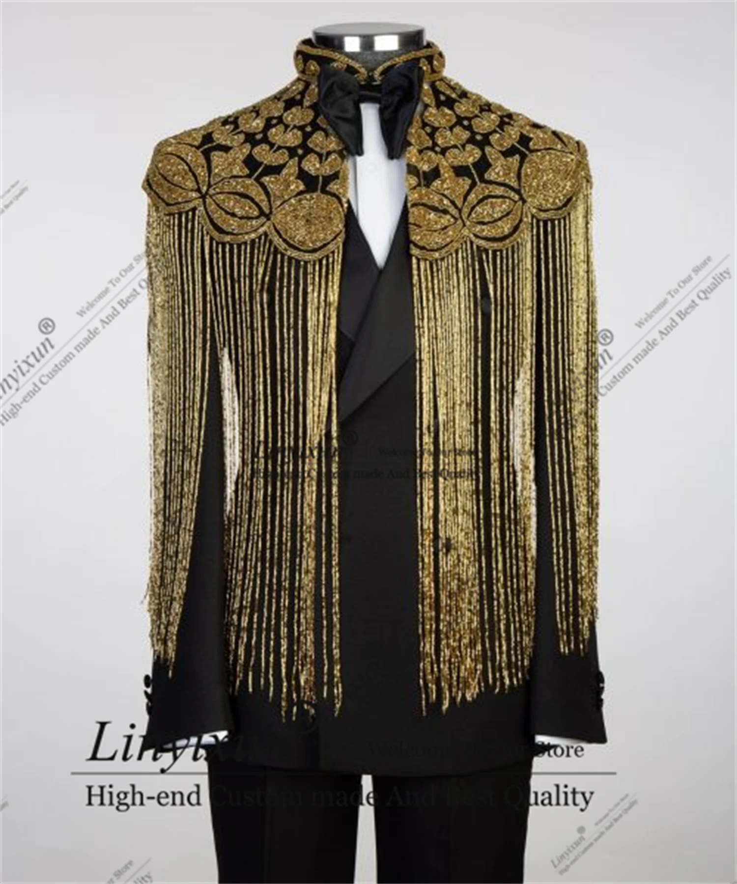 

Unique design Tassel Diamond Men Suits Customized Slim Fit Wedding Tuxedos 2 Pieces Sets Groom Male Blazers Birthday Ropa hombre