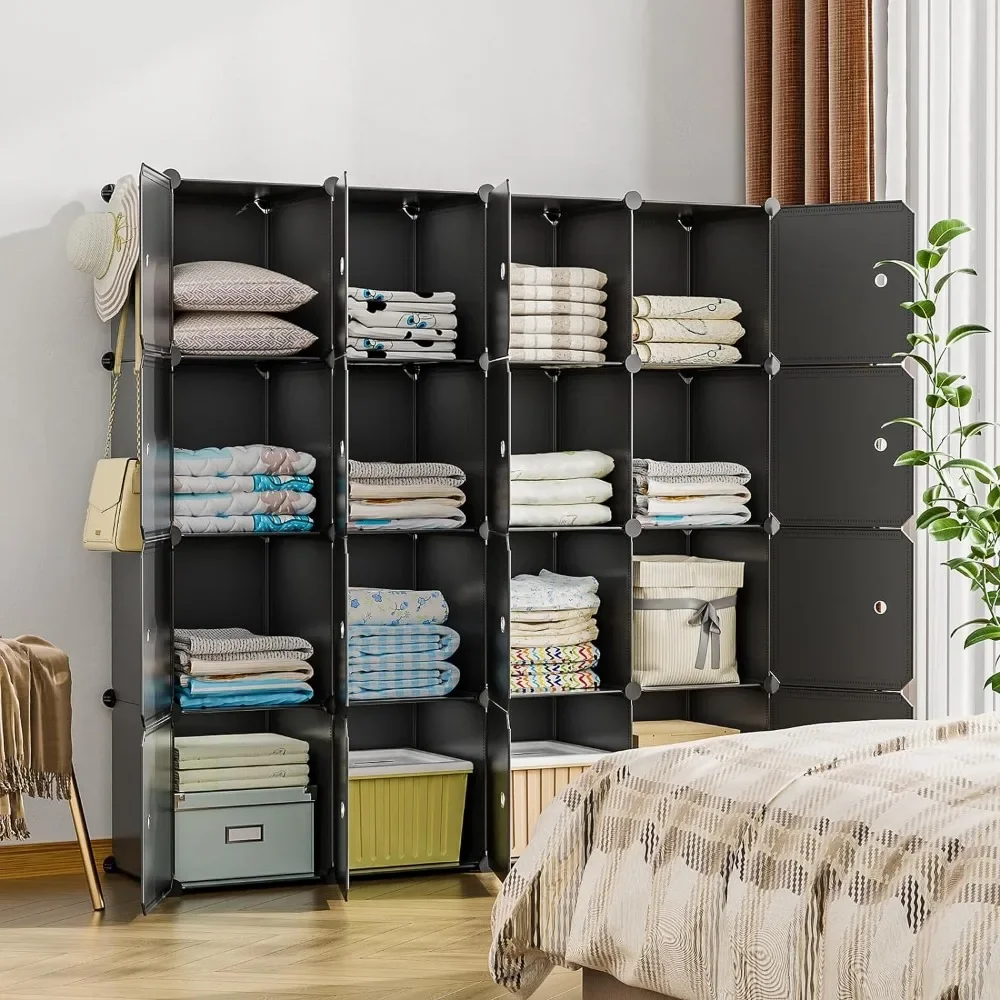 12-Cube Storage with Doors, Portable Closet Storage System, Clothes Organizer Storage Shelf for Bedroom