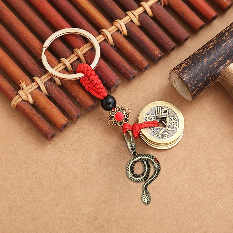 2025 Year Of Chinese Zodiac Snake Lucky Pendant Keychain Creative Wealth Key Ring Accessories Women Men Bag Charm Jewelry Gift