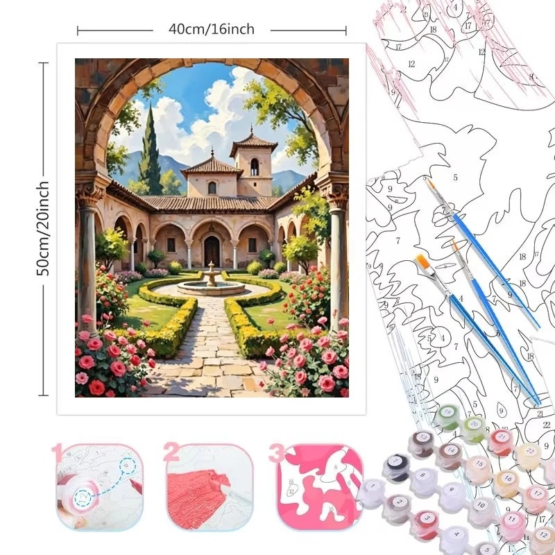 Diy Oil Painting By Numbers House Landscape Colorful Draw Paint on Canvas Street City Art Kits Diy Kit Hobbies