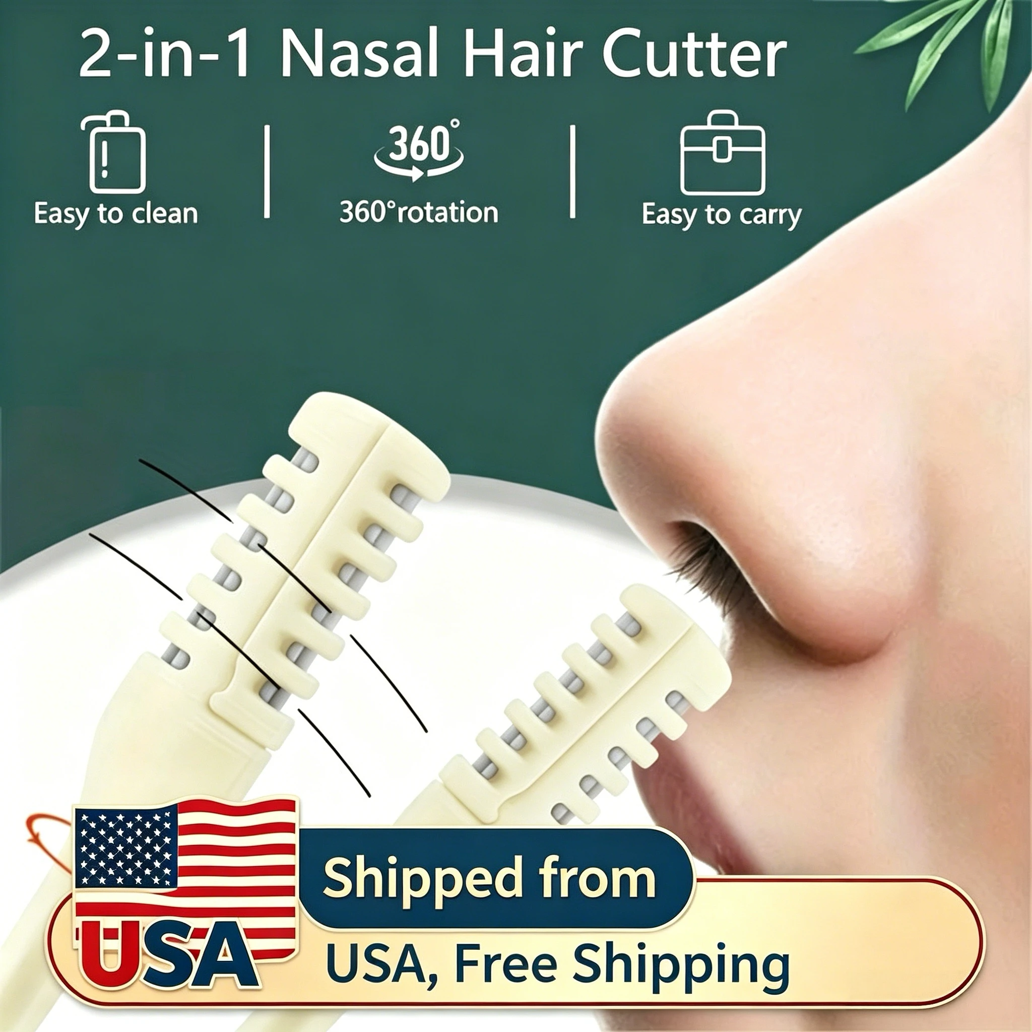 

3pc Nasal Hair Cutter 2025 New Mini Double Sided Nose Hair Trimmer with Ear Picker Handheld 360° Rotating for Grooming Convenien