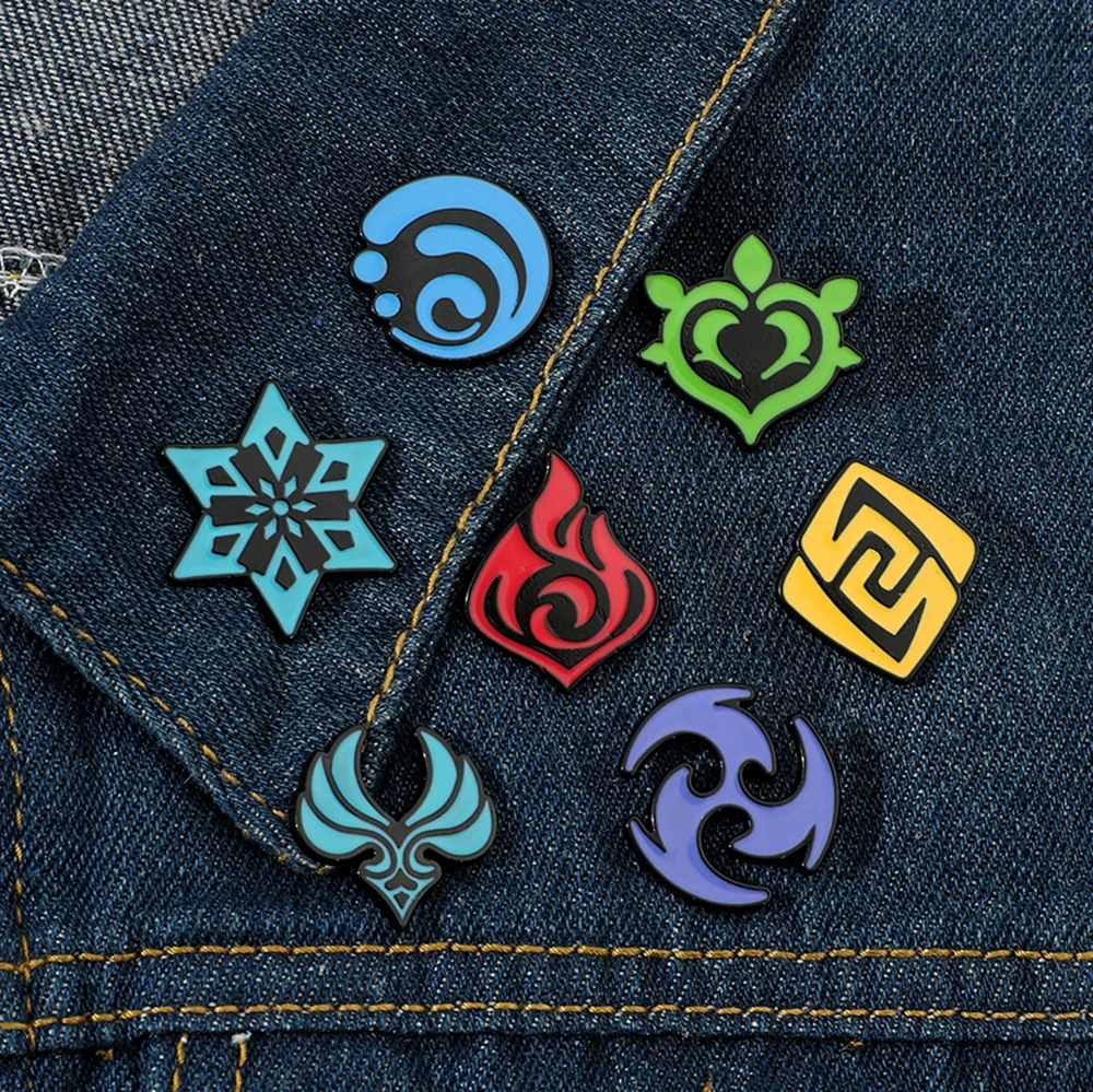 Genshin Impact Badges Enamel Pin Eyes Of God 7 Elements Trendy Game Brooches On Clothes Lapel Pins Jewelry Gift for Friend