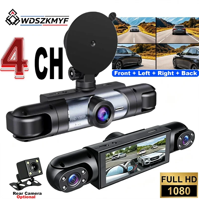 New 3/4 Channel HD 1080P Dash Cam Car Black Box Driving Recorder Night Vision G-Sensor Loop Recording 24H Parking Monitor Car