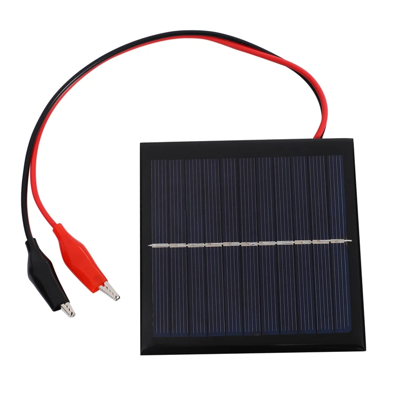Abyl 1w 5.5v célula solar epóxi painel solar policristalino + clipe para carregar 3.7v sistema de bateria brinquedo led luz estudo 95*95mm