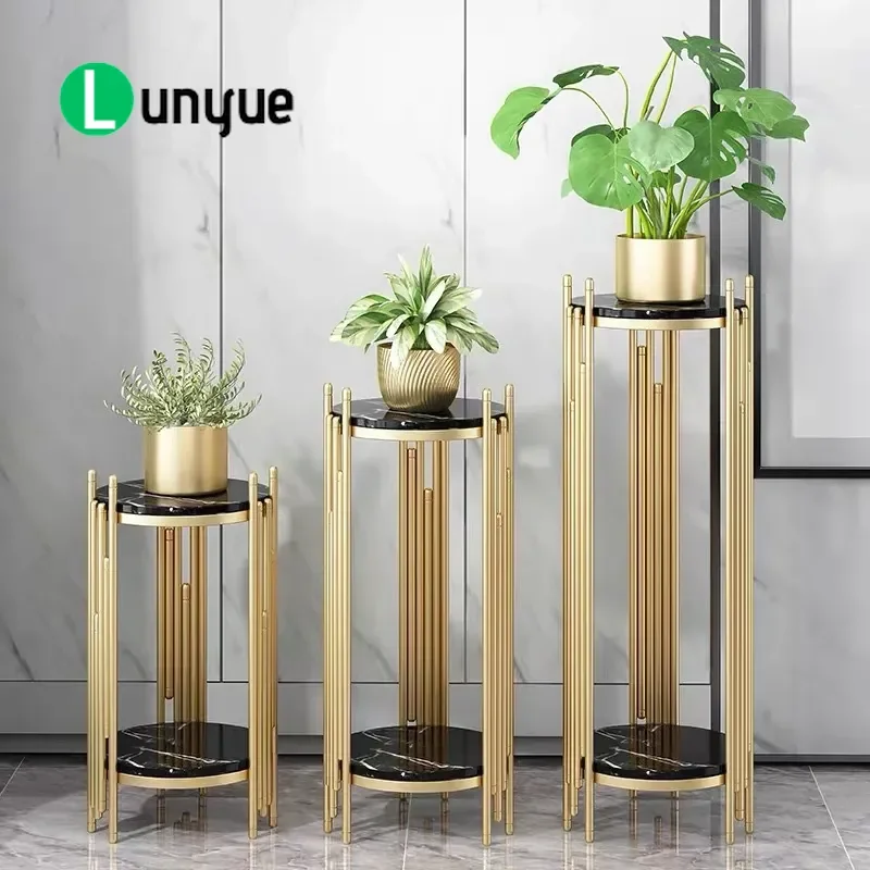 Light Luxury Wrought Iron Flower Stand Floor to Ceiling Modern Simple TV Cabinet Shelf for Living Room Balcony Plant Pot