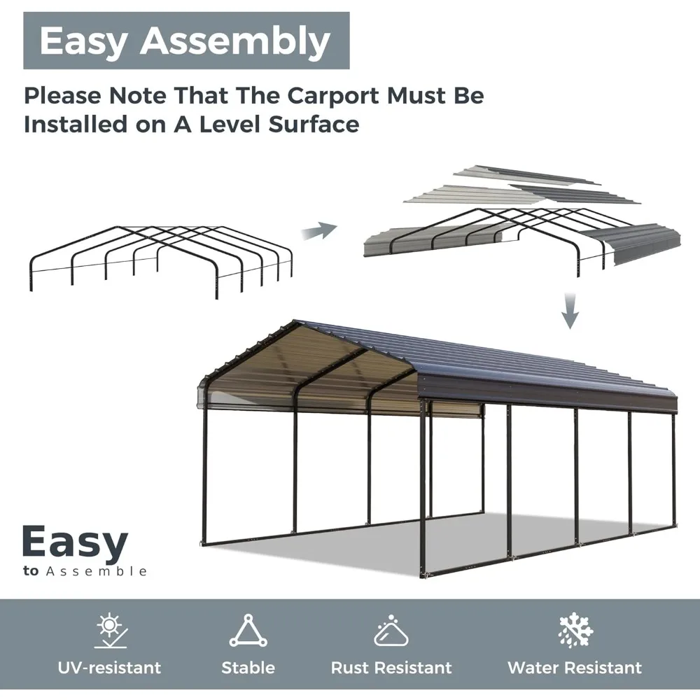 12 X 20 Ft Metal Carport Kits ,with Galvanized Steel Roof, Outdoor Car Tent Metal Garage Shelter,Heavy Duty Metal Carport Canopy