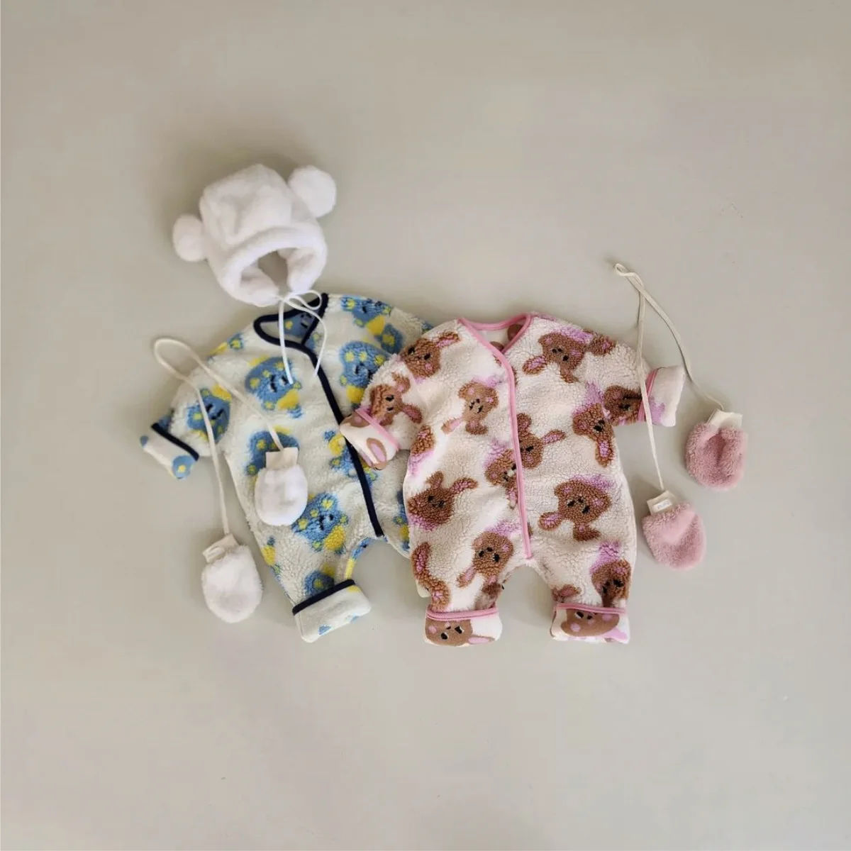 

2024 Winter New Baby Long Sleeve Plush Romper Plus Velvet Thick Infant Boy Girl Cute Cartoon Jumpsuit Newborn Warm Clothes 0-24M