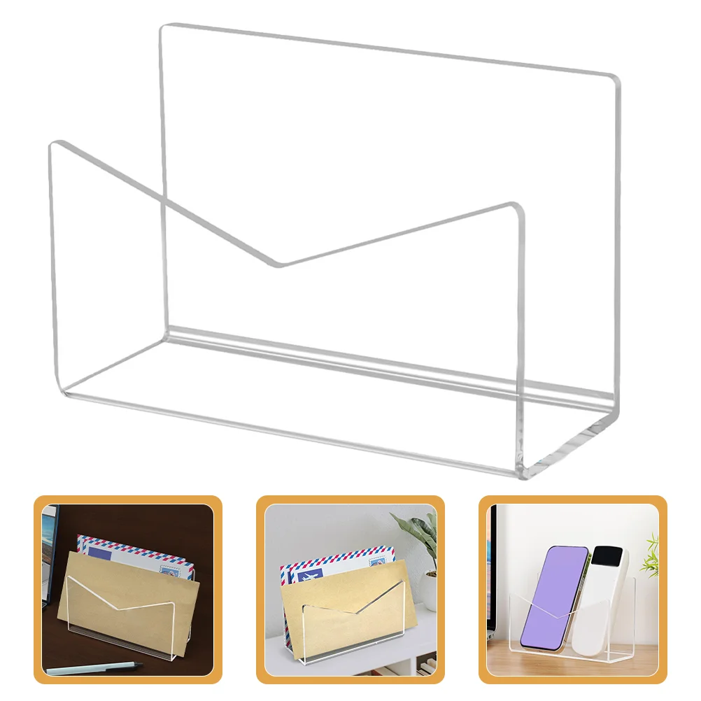 

Mail Organizer Letter Sorter Acrylic File Holder Countertop Envelope Rack Postcard Display Desk Tray