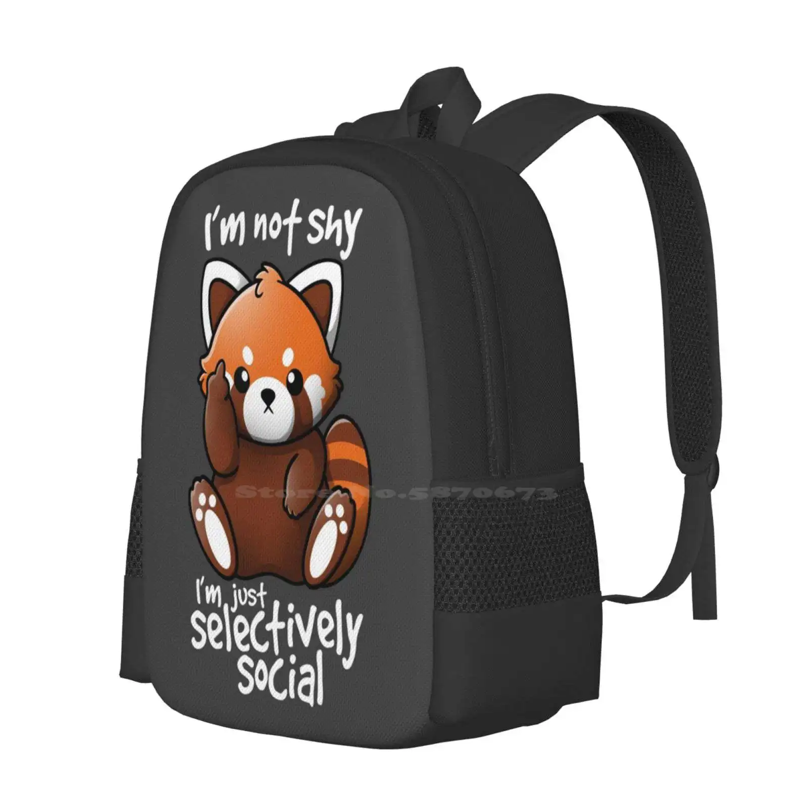 Shy Red Panda Hot Sale Backpack Fashion Bags Im Not Shy Just Selectively Kawaii Chibi Rude Funny Animal Red Panda Redpanda Cute