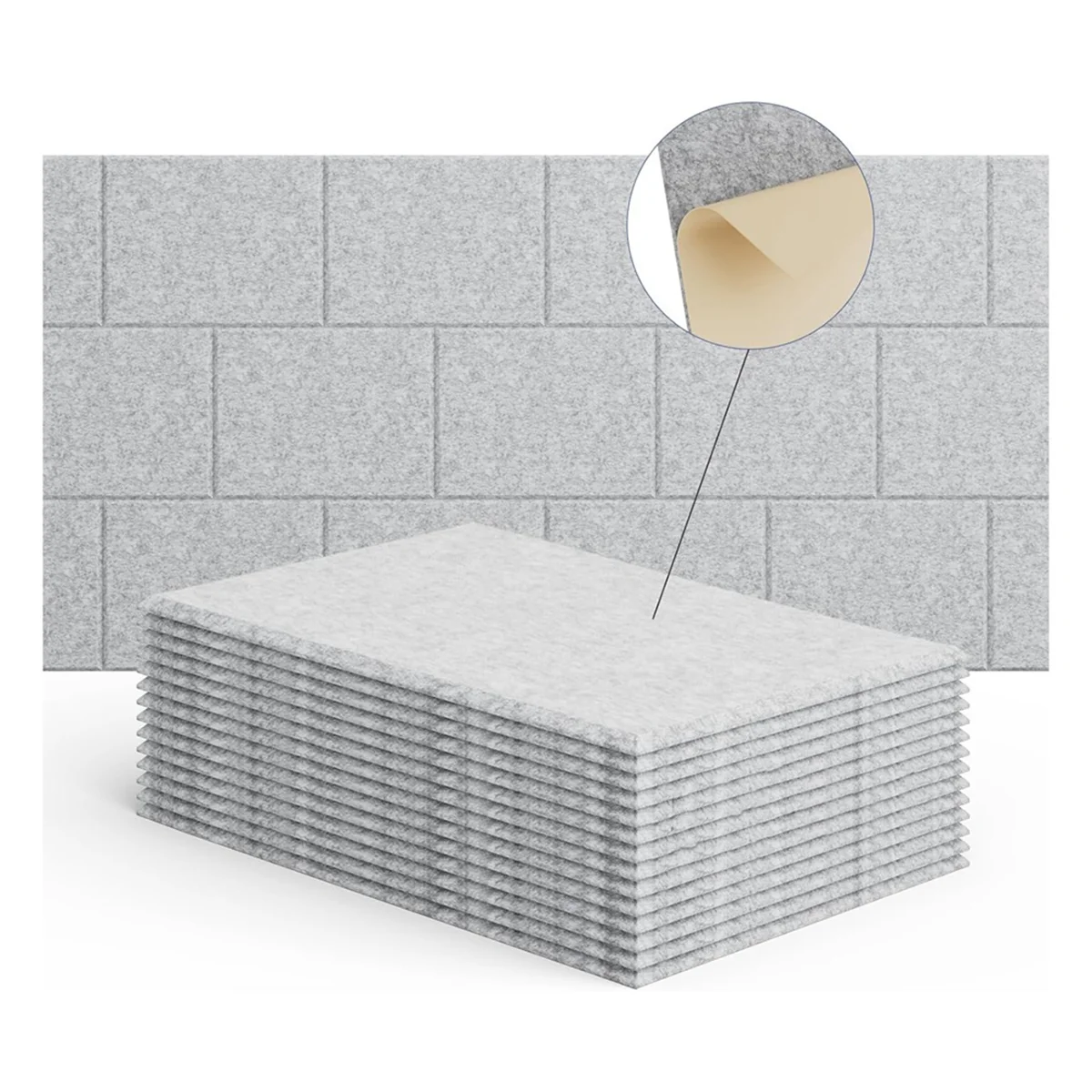 15 Pack 12x8x4 Inch Acoustic Wall Panels, Self-Adhesive Sound Absorbing Panel,for Recording Studios Silver Gray