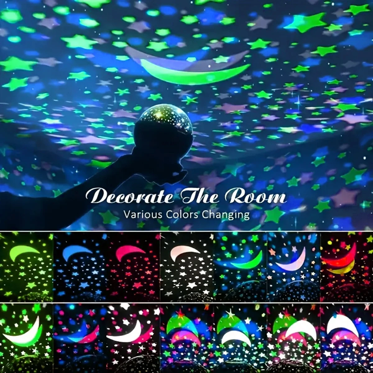 Moon & Stars Night Lights LED Projector Light Starry  Galaxy Projection Lamp USB for Kids  Gift Room Party Decorations