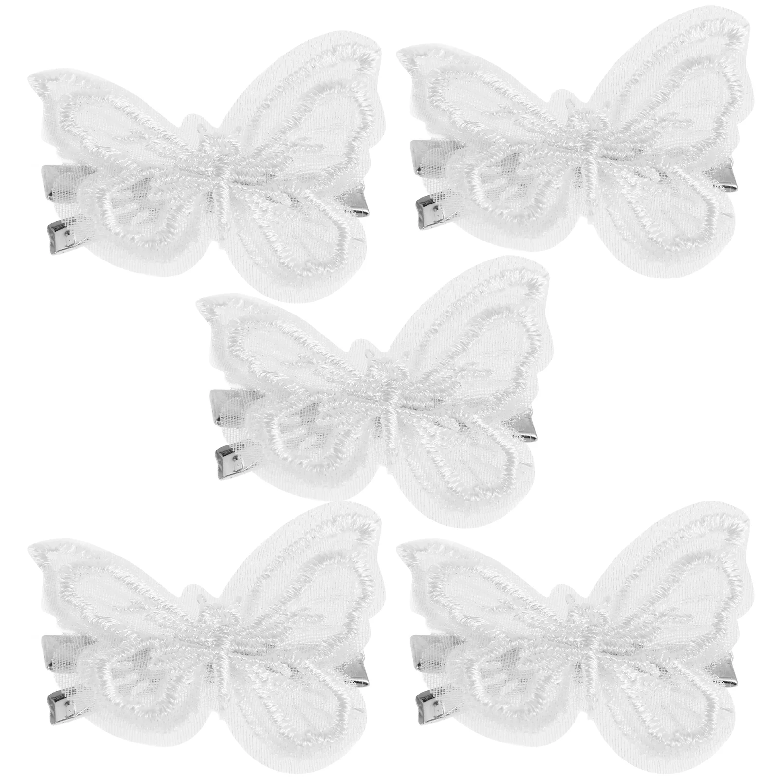 Horquilla de mariposa de encaje blanco para mujer, pasadores elegantes a la moda, accesorios para el cabello para niña, decoración para fiesta nupcial, 5 uds.