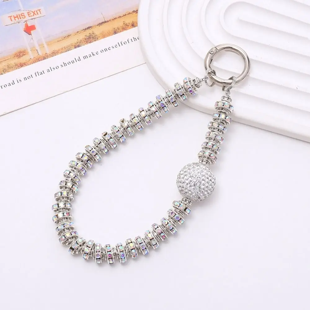 LLavero de diamantes de imitación para teléfono, correa de muñeca brillante y brillante, cristal de diamante, cuerda antipérdida, accesorios para