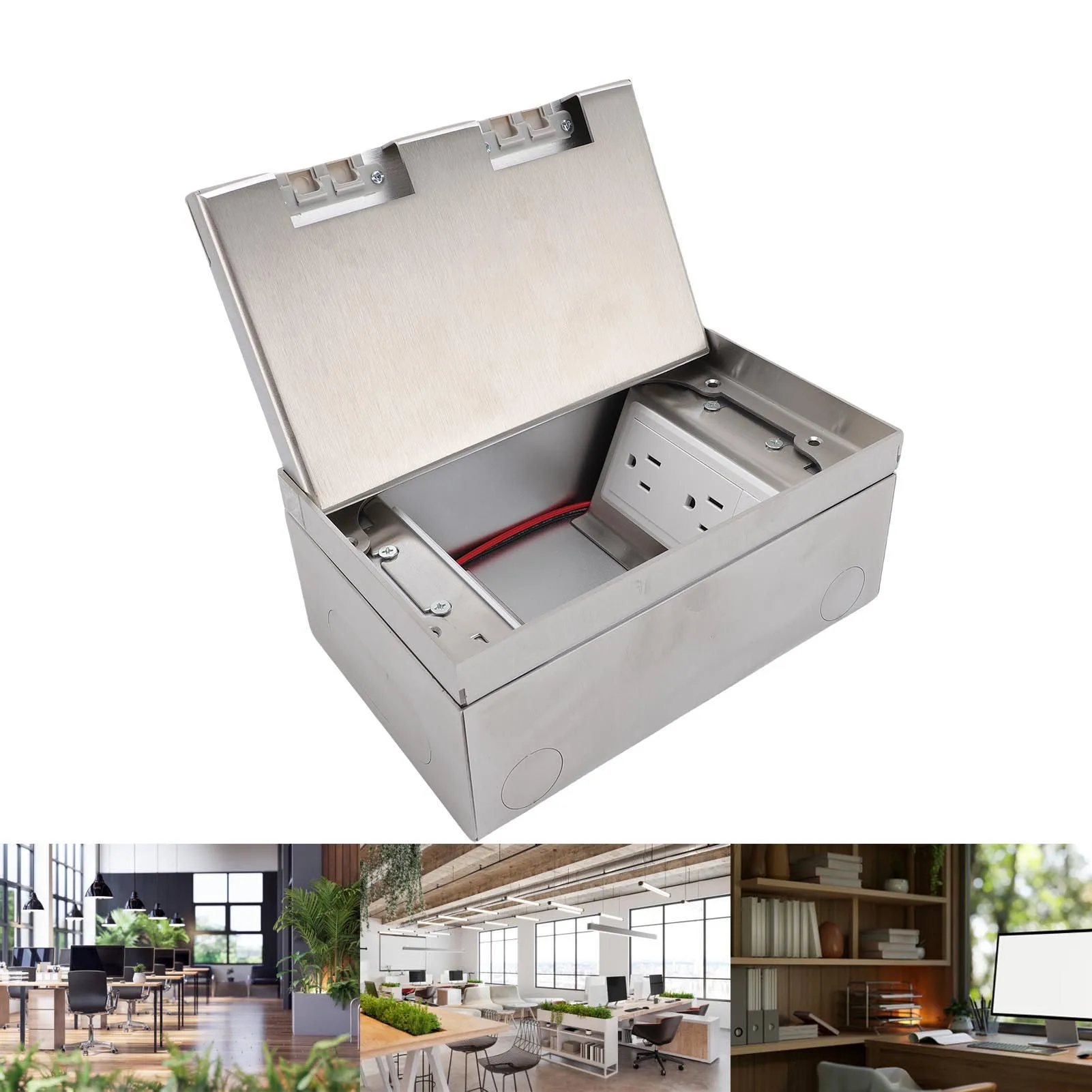 

Recessed Floor Electrical Outlet Kit Stainless Steel and PC Neat Floor Receptacle Outlet with Network Port for Marble