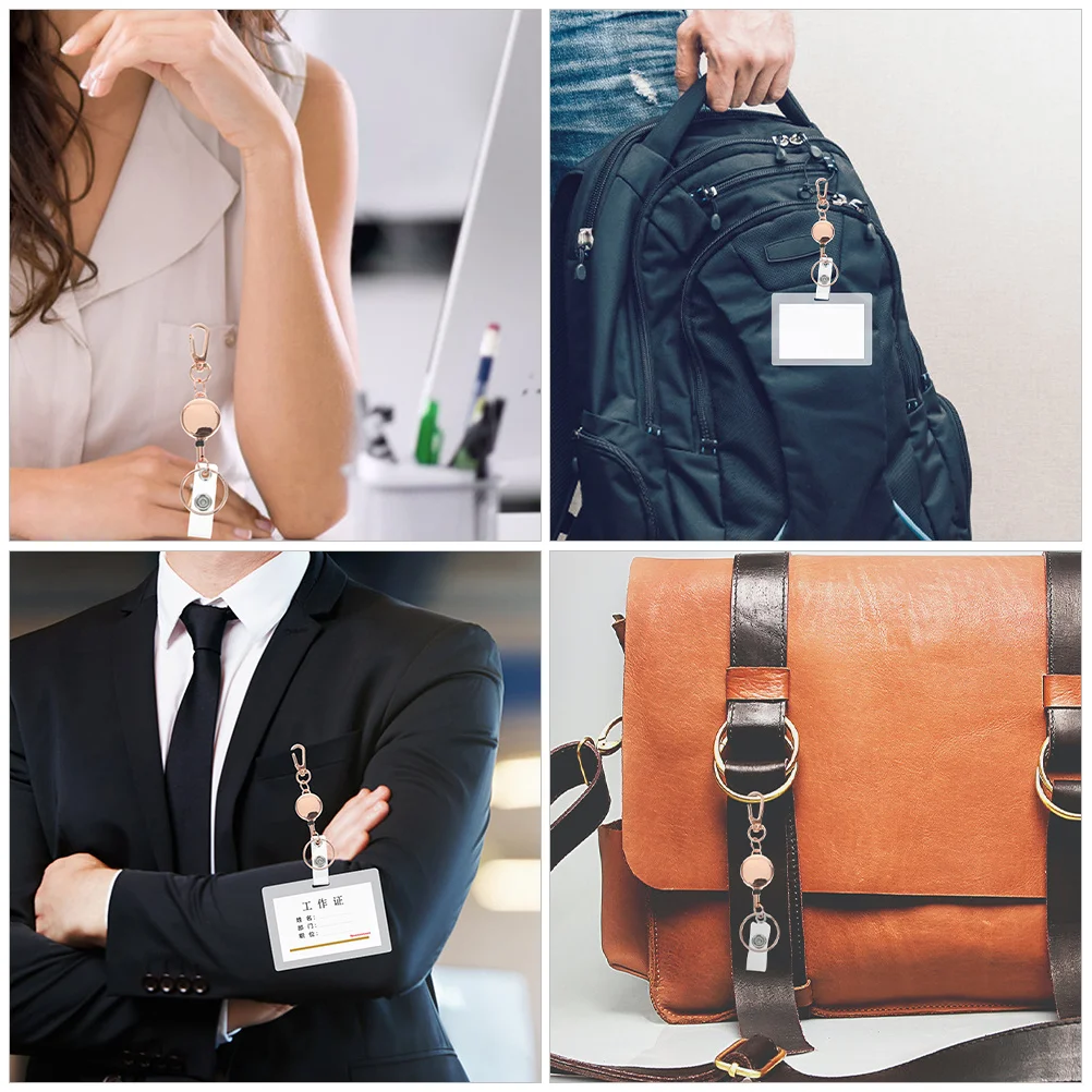 

2pcs Retractable Keychain Badge Holder Id Card Holder Zinc Alloy Metal Key Ring For Keys Id Cards Name Tags Work Accessory