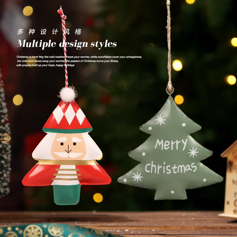 

Christmas Ornaments Hand Painted Metal Hanging Decorations Santa Snowman Tree Decor Festivel Tree Pendants