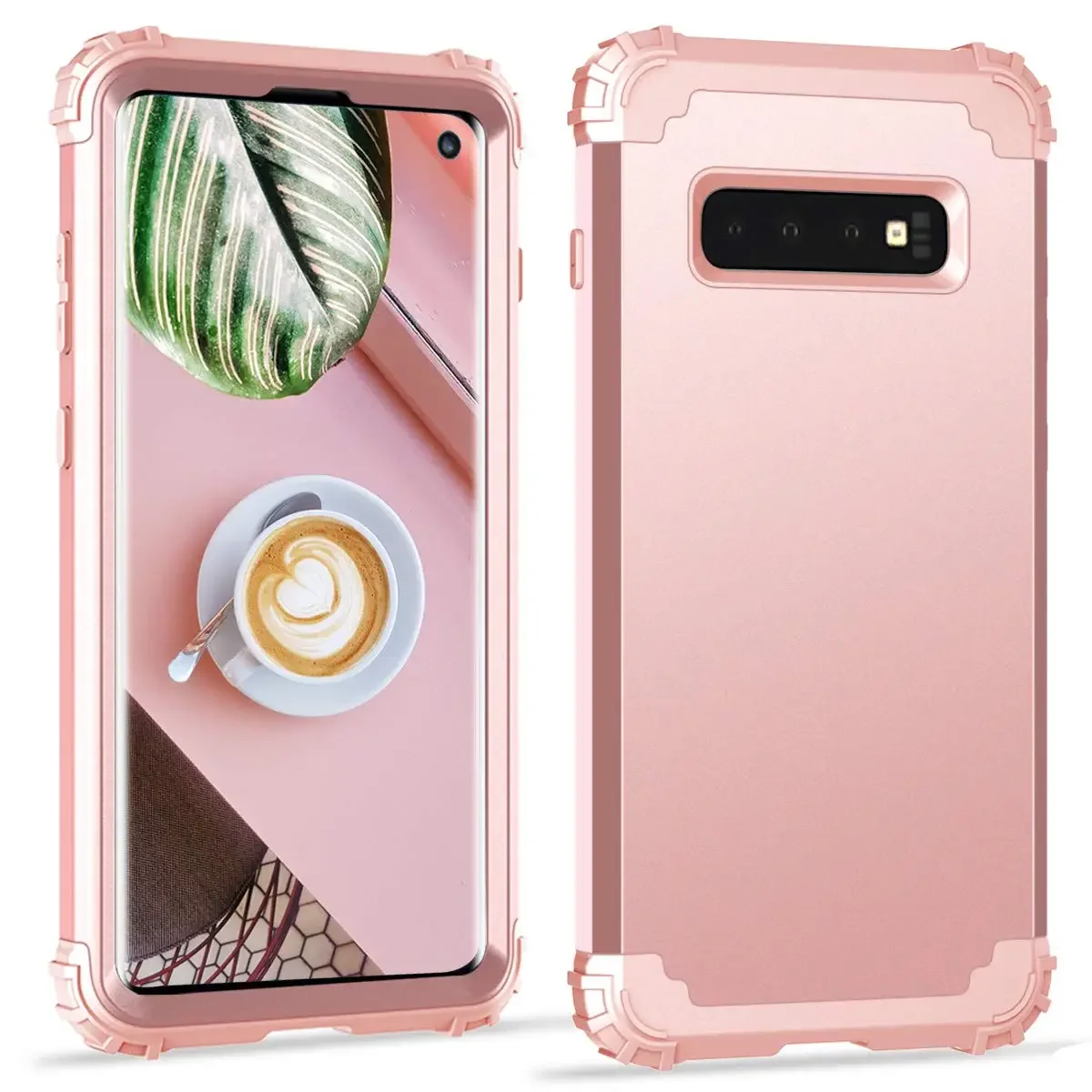 For Samsung Galaxy S10 S10 Plus Phone Cases,Hard PC+Soft Silicone 3-Layers Hybrid Full-Body Protect Popular Phone Shells Covers