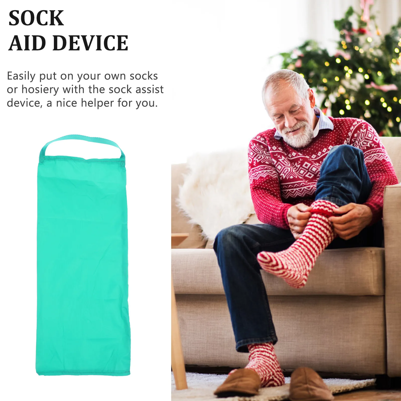 

Sock Aid for Seniors Pregnant Women Compression Stocking Applicator Nylon Cloth Helper Easy Foldable Storage Durable Long