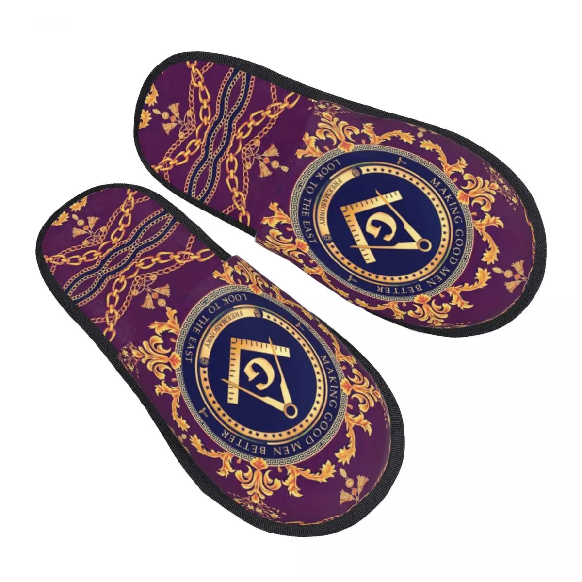 Custom Freemason Baroque Design House Slippers Soft Warm Masonic Mason Memory Foam Fluffy Slipper Women Indoor Outdoor Shoes