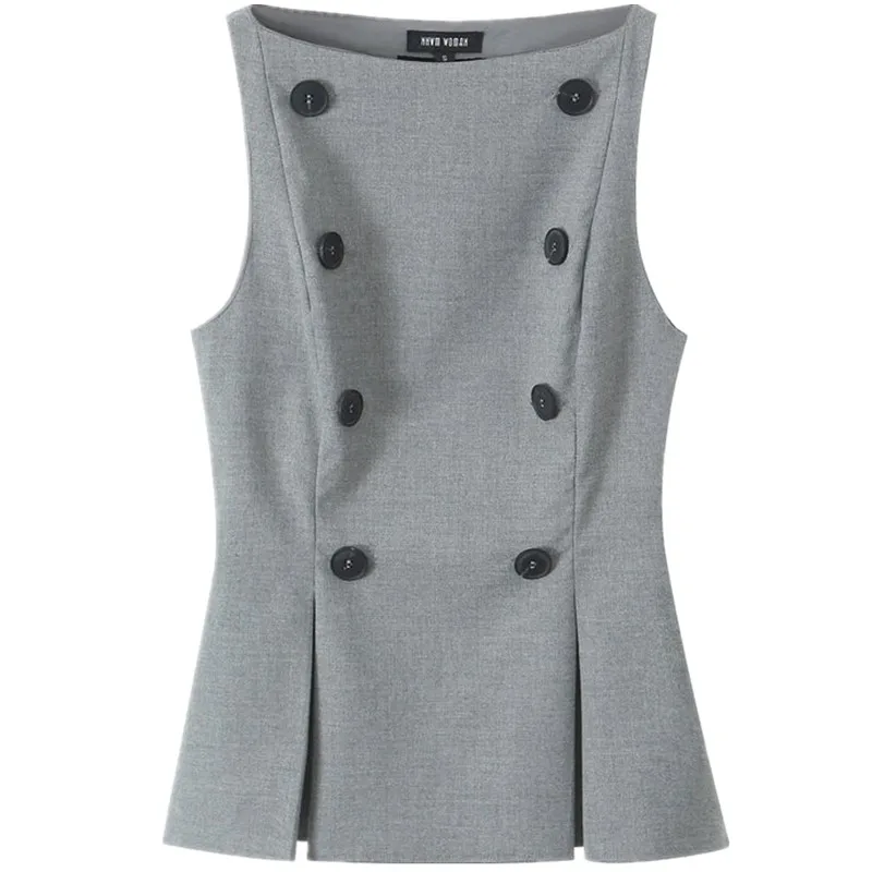 

Autumn Winter New Women's Design Sense Svel Button Decorated Boat Ne Top Versatile Faionable 2024